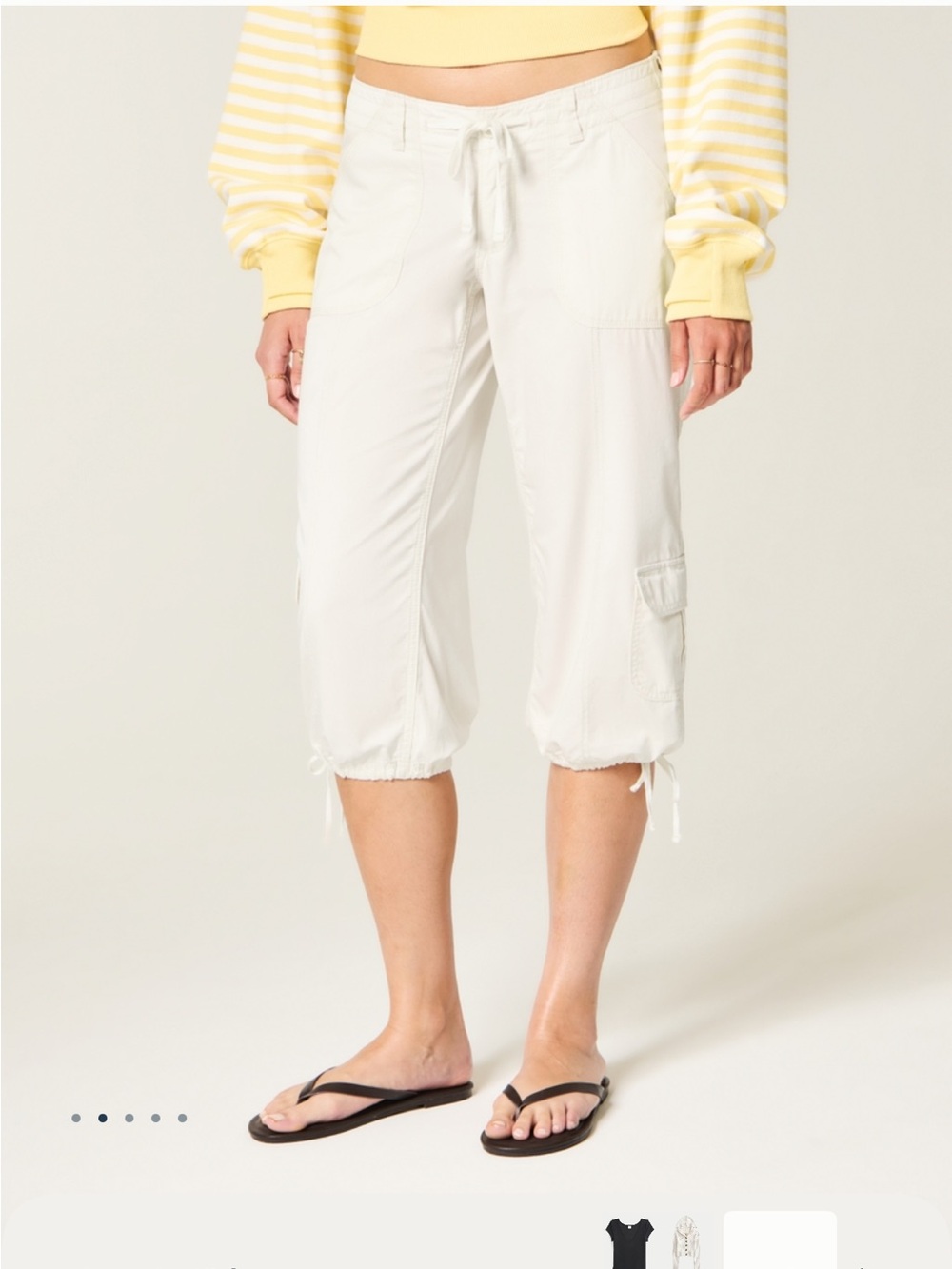 Hollister White Cropped Cargo Capris
